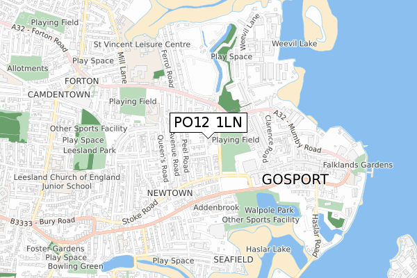 PO12 1LN map - small scale - OS Open Zoomstack (Ordnance Survey)