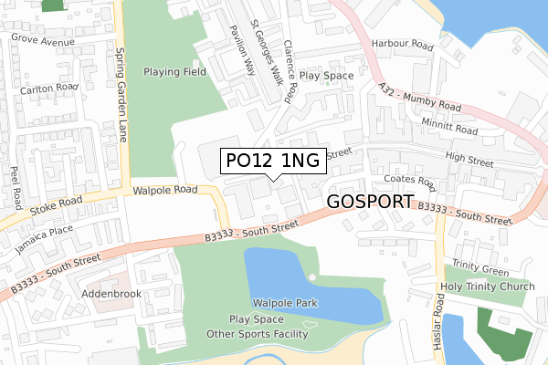 PO12 1NG map - large scale - OS Open Zoomstack (Ordnance Survey)