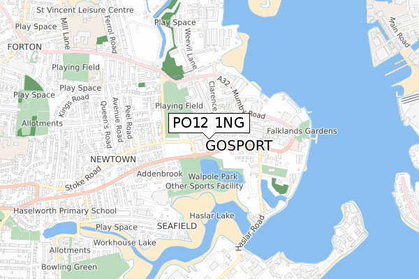 PO12 1NG map - small scale - OS Open Zoomstack (Ordnance Survey)