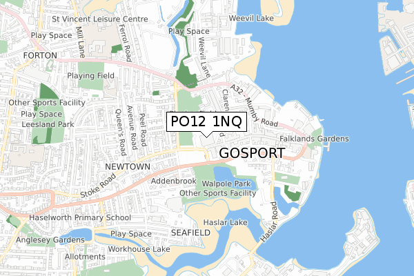 PO12 1NQ map - small scale - OS Open Zoomstack (Ordnance Survey)