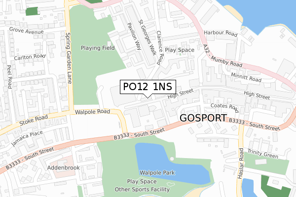 PO12 1NS map - large scale - OS Open Zoomstack (Ordnance Survey)