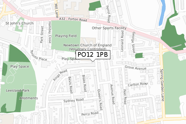 PO12 1PB map - large scale - OS Open Zoomstack (Ordnance Survey)