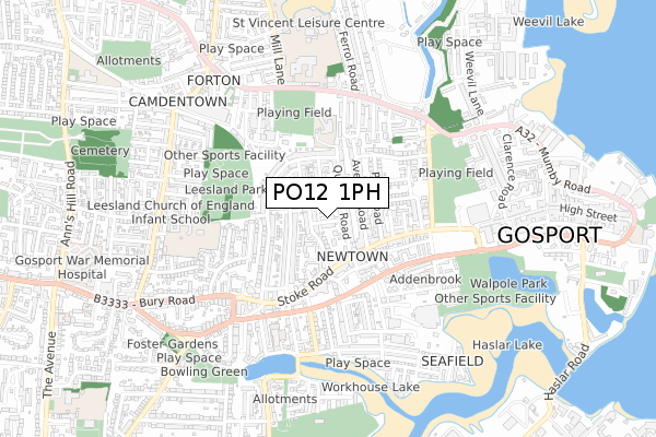 PO12 1PH map - small scale - OS Open Zoomstack (Ordnance Survey)