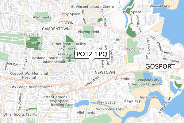 PO12 1PQ map - small scale - OS Open Zoomstack (Ordnance Survey)