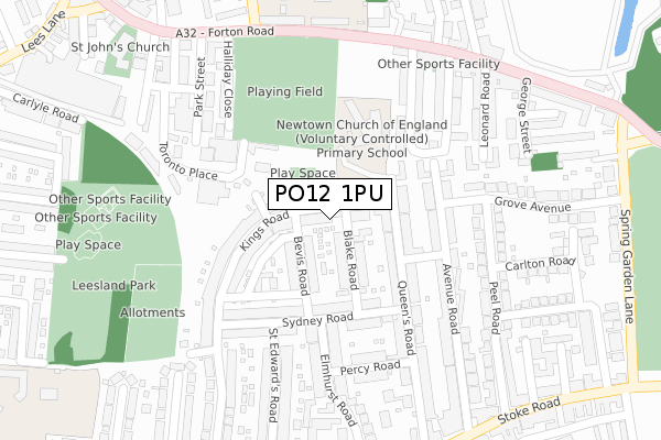 PO12 1PU map - large scale - OS Open Zoomstack (Ordnance Survey)