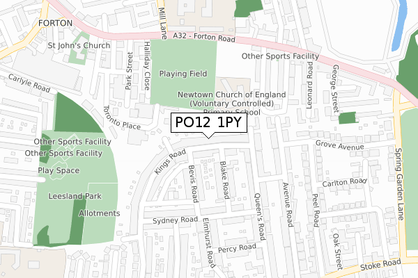 PO12 1PY map - large scale - OS Open Zoomstack (Ordnance Survey)