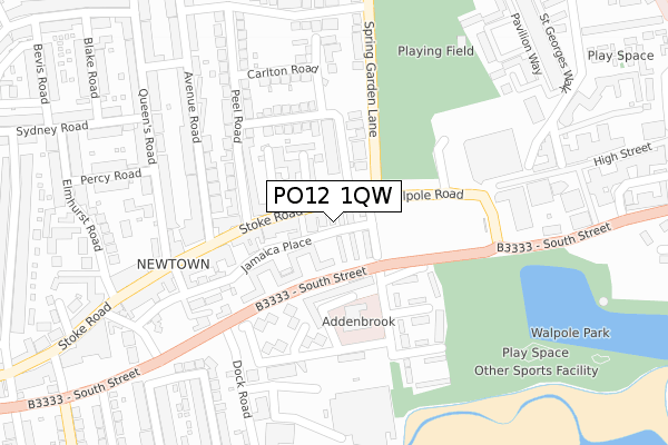 PO12 1QW map - large scale - OS Open Zoomstack (Ordnance Survey)