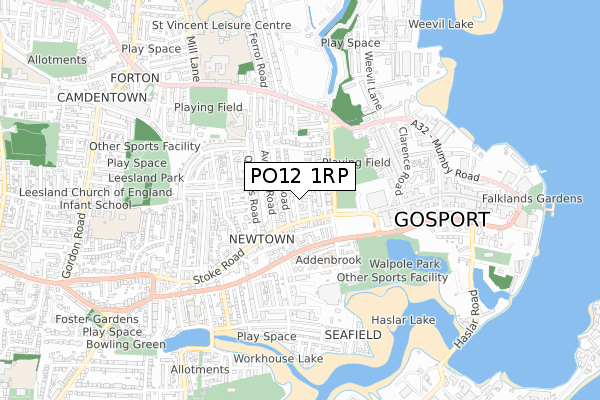 PO12 1RP map - small scale - OS Open Zoomstack (Ordnance Survey)