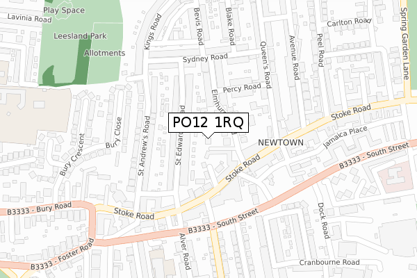 PO12 1RQ map - large scale - OS Open Zoomstack (Ordnance Survey)