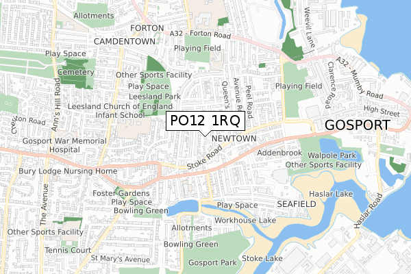 PO12 1RQ map - small scale - OS Open Zoomstack (Ordnance Survey)