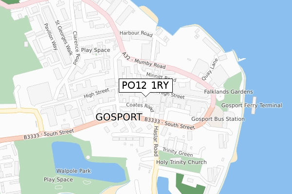 PO12 1RY map - large scale - OS Open Zoomstack (Ordnance Survey)