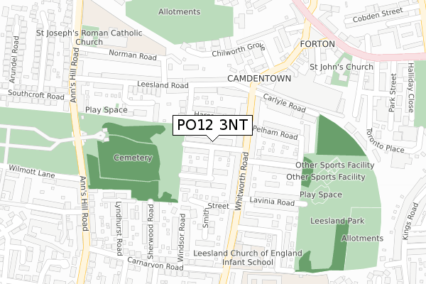 PO12 3NT map - large scale - OS Open Zoomstack (Ordnance Survey)