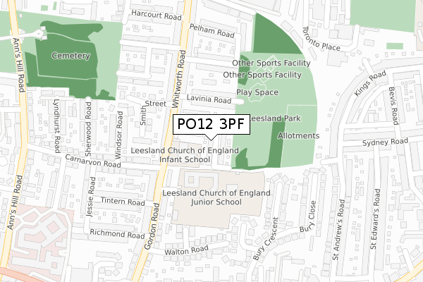 PO12 3PF map - large scale - OS Open Zoomstack (Ordnance Survey)