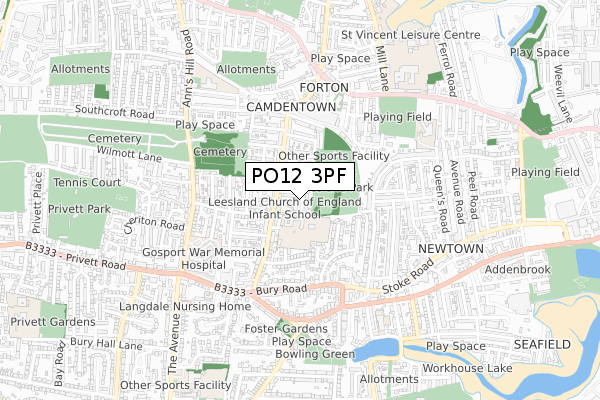 PO12 3PF map - small scale - OS Open Zoomstack (Ordnance Survey)