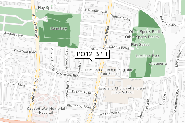 PO12 3PH map - large scale - OS Open Zoomstack (Ordnance Survey)