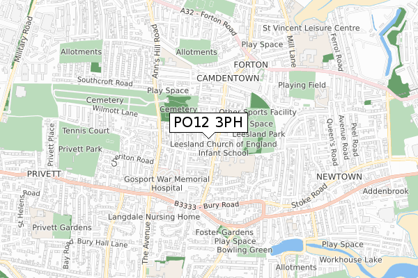 PO12 3PH map - small scale - OS Open Zoomstack (Ordnance Survey)