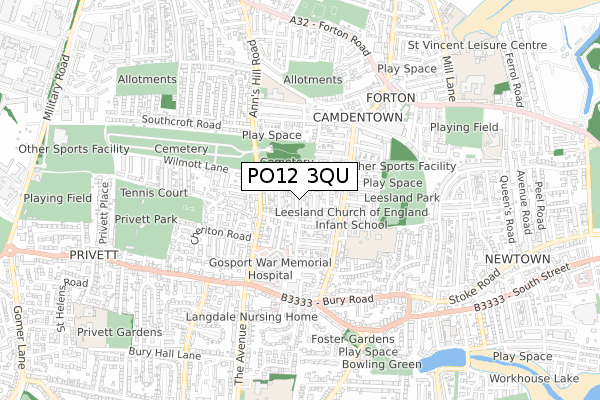 PO12 3QU map - small scale - OS Open Zoomstack (Ordnance Survey)