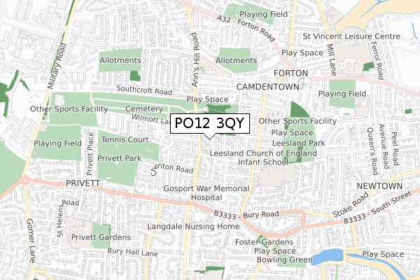 PO12 3QY map - small scale - OS Open Zoomstack (Ordnance Survey)