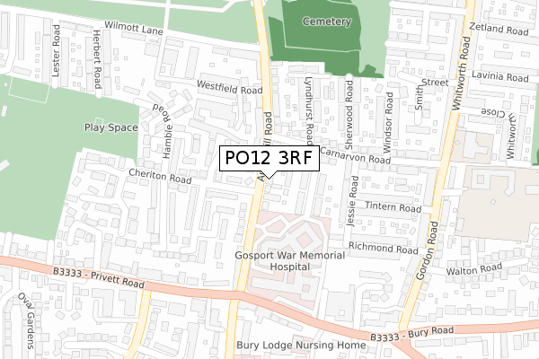 PO12 3RF map - large scale - OS Open Zoomstack (Ordnance Survey)