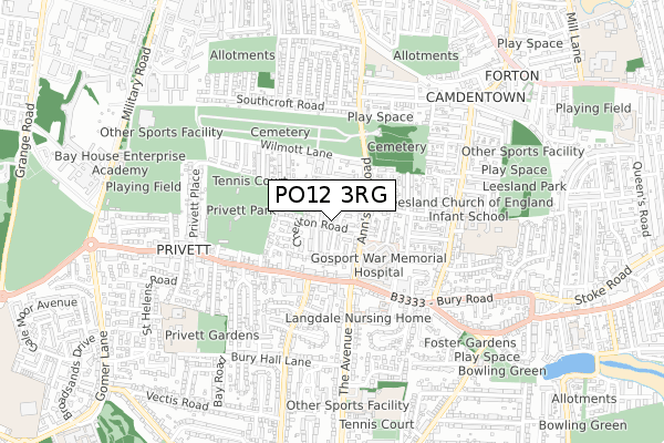 PO12 3RG map - small scale - OS Open Zoomstack (Ordnance Survey)