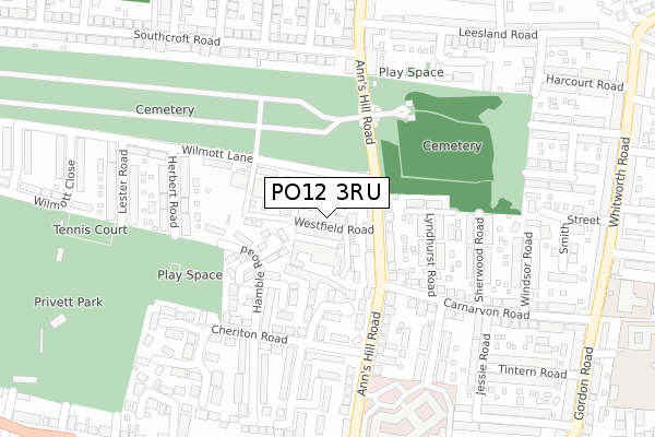 PO12 3RU map - large scale - OS Open Zoomstack (Ordnance Survey)