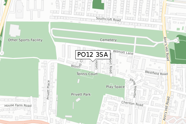 PO12 3SA map - large scale - OS Open Zoomstack (Ordnance Survey)