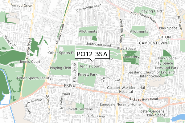 PO12 3SA map - small scale - OS Open Zoomstack (Ordnance Survey)