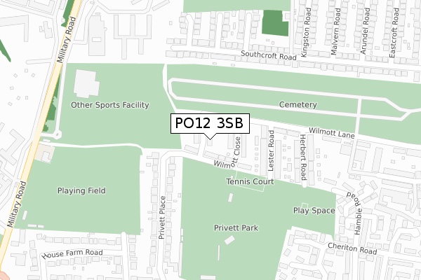 PO12 3SB map - large scale - OS Open Zoomstack (Ordnance Survey)