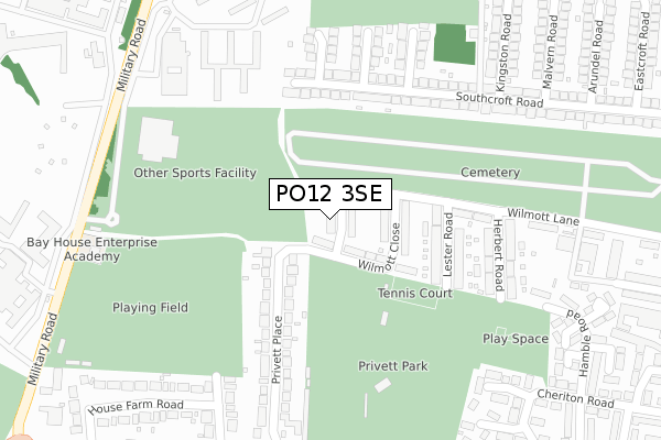 PO12 3SE map - large scale - OS Open Zoomstack (Ordnance Survey)