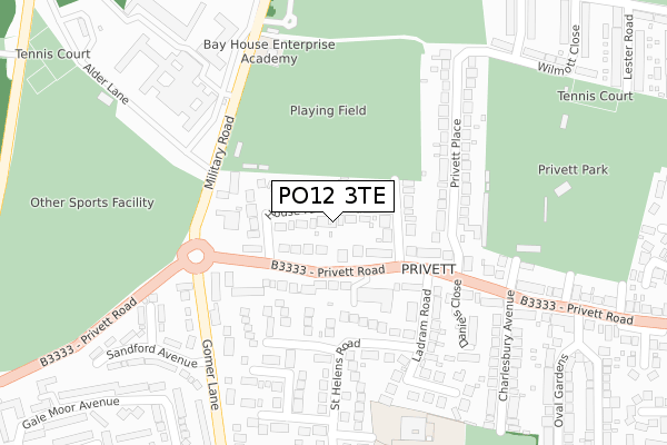 PO12 3TE map - large scale - OS Open Zoomstack (Ordnance Survey)