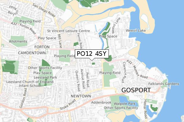 PO12 4SY map - small scale - OS Open Zoomstack (Ordnance Survey)