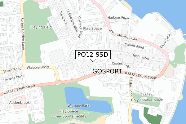 PO12 9SD map - large scale - OS Open Zoomstack (Ordnance Survey)