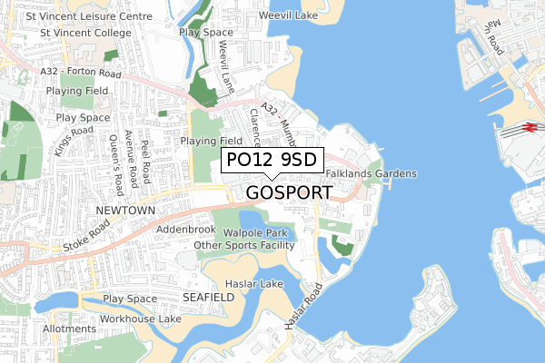 PO12 9SD map - small scale - OS Open Zoomstack (Ordnance Survey)