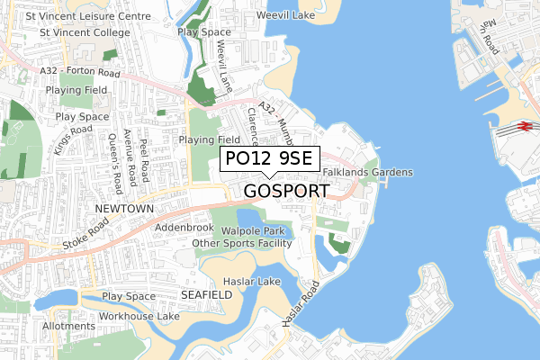 PO12 9SE map - small scale - OS Open Zoomstack (Ordnance Survey)