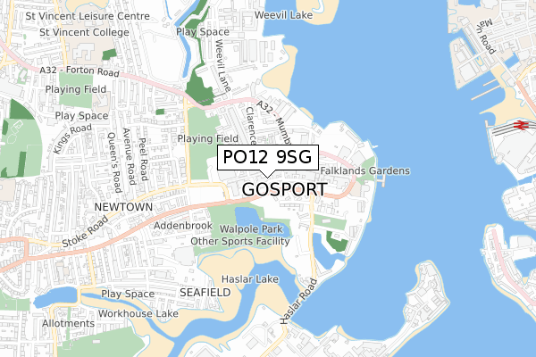 PO12 9SG map - small scale - OS Open Zoomstack (Ordnance Survey)