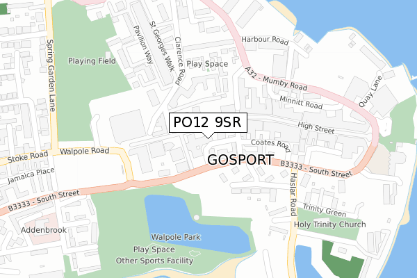 PO12 9SR map - large scale - OS Open Zoomstack (Ordnance Survey)