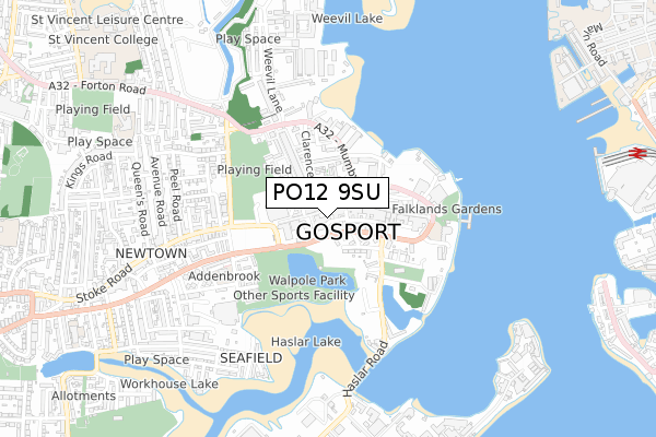 PO12 9SU map - small scale - OS Open Zoomstack (Ordnance Survey)