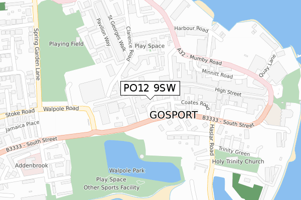 PO12 9SW map - large scale - OS Open Zoomstack (Ordnance Survey)