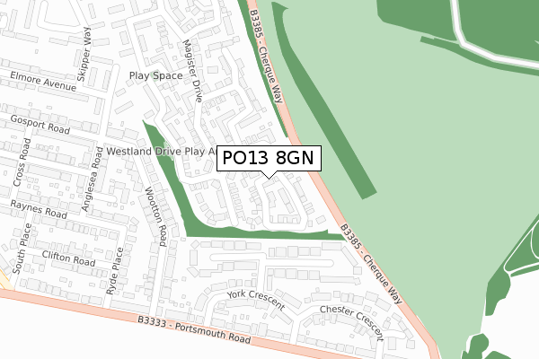 PO13 8GN map - large scale - OS Open Zoomstack (Ordnance Survey)