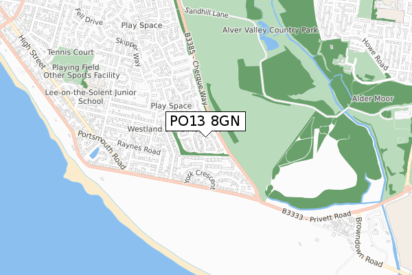 PO13 8GN map - small scale - OS Open Zoomstack (Ordnance Survey)