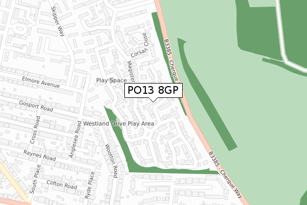 PO13 8GP map - large scale - OS Open Zoomstack (Ordnance Survey)