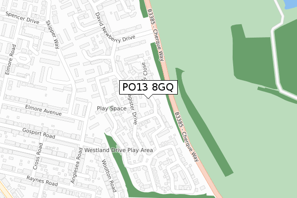 PO13 8GQ map - large scale - OS Open Zoomstack (Ordnance Survey)