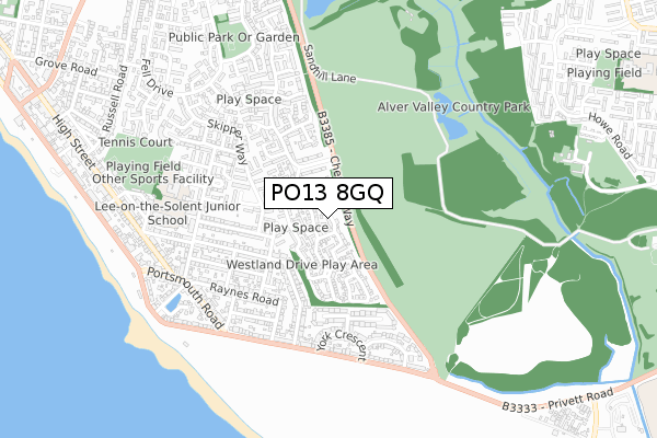 PO13 8GQ map - small scale - OS Open Zoomstack (Ordnance Survey)