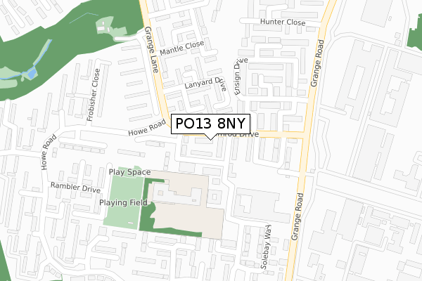 PO13 8NY map - large scale - OS Open Zoomstack (Ordnance Survey)