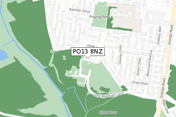 PO13 8NZ map - large scale - OS Open Zoomstack (Ordnance Survey)
