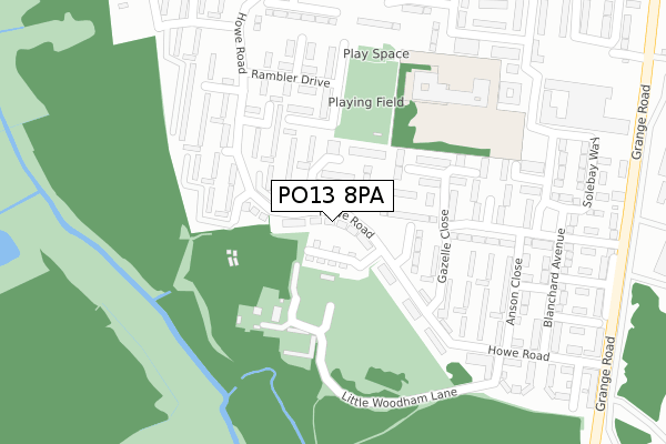 PO13 8PA map - large scale - OS Open Zoomstack (Ordnance Survey)