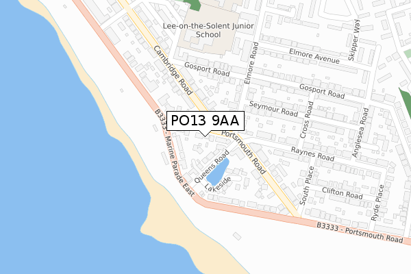 PO13 9AA map - large scale - OS Open Zoomstack (Ordnance Survey)