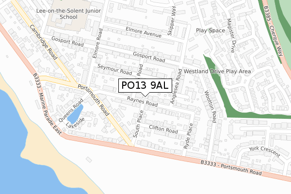 PO13 9AL map - large scale - OS Open Zoomstack (Ordnance Survey)