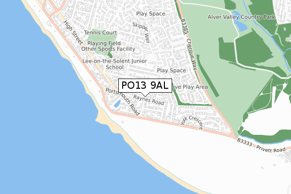 PO13 9AL map - small scale - OS Open Zoomstack (Ordnance Survey)