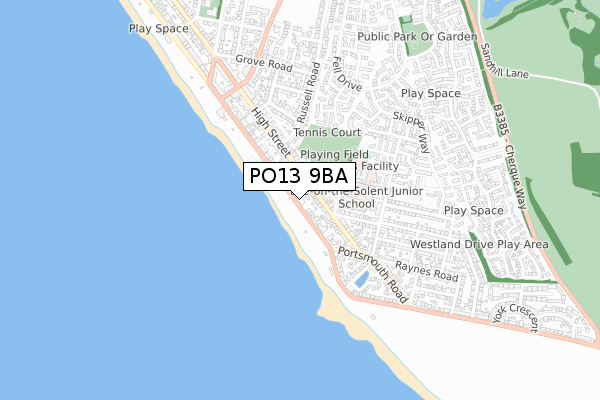 PO13 9BA map - small scale - OS Open Zoomstack (Ordnance Survey)